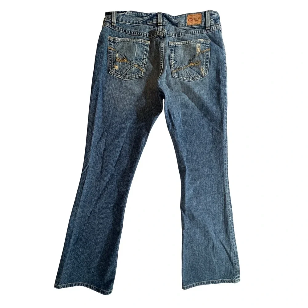 BKE Culture Jeans Mens 32x31.5 Medium Wash Flare Leg 100% Cotton Distressed Blue